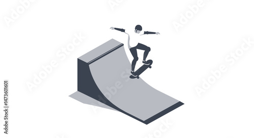 Isometric View of a Modern Skatepark Ramp