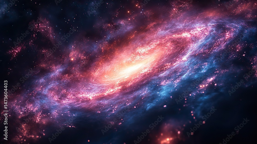 Naklejka premium A swirling vortex of deep blue and purple hues with streaks of light creates an abstract representation of the vastness and mystery of the cosmos