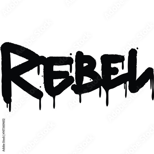 Rebel Graffiti Black and White Urban Street Art Illustration