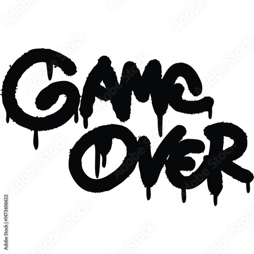 Game Over Graffiti Spray Paint Bold Text Design