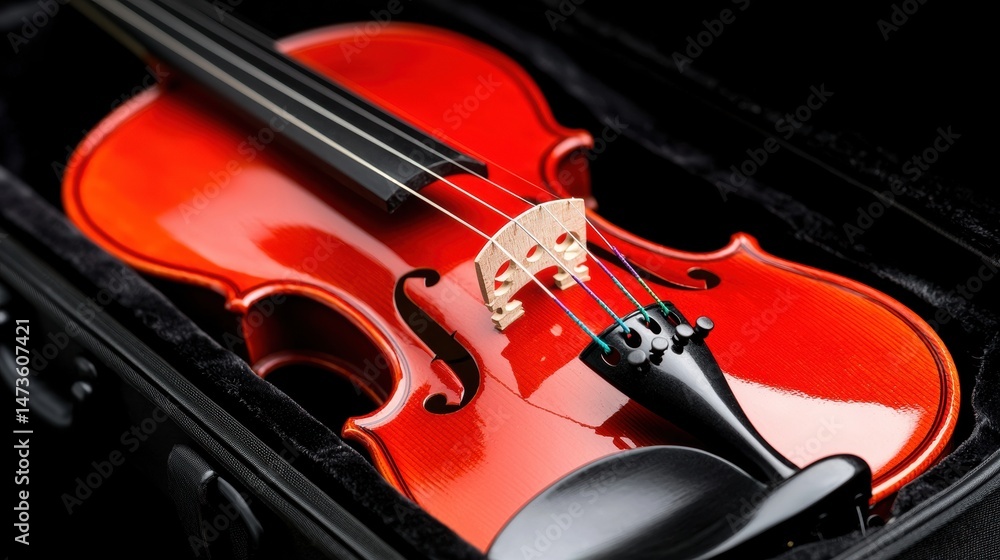 Fototapeta premium A red violin in a black case.