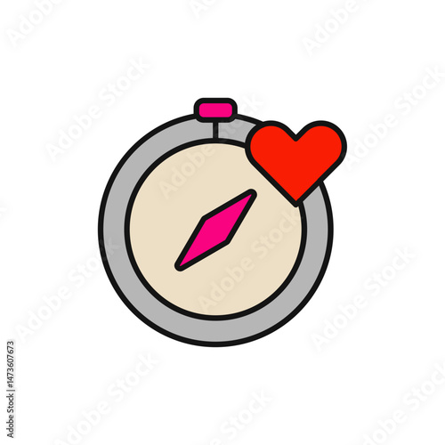 Heart Compass Icon for True Love Exploration.