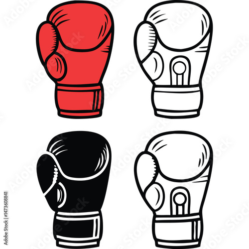 Boxing Gloves Flat Design Vector Sport Fitness Illustration