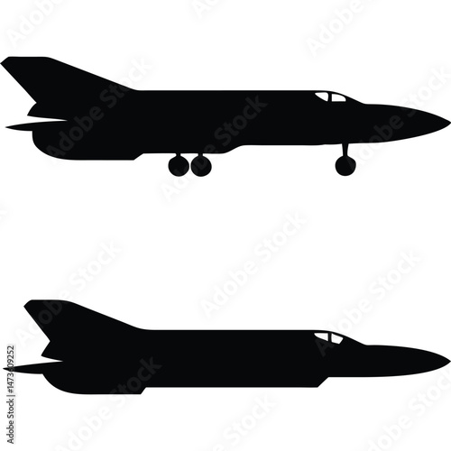 Fighter Jet Silhouette Vector Airplanes Military Aviation Design