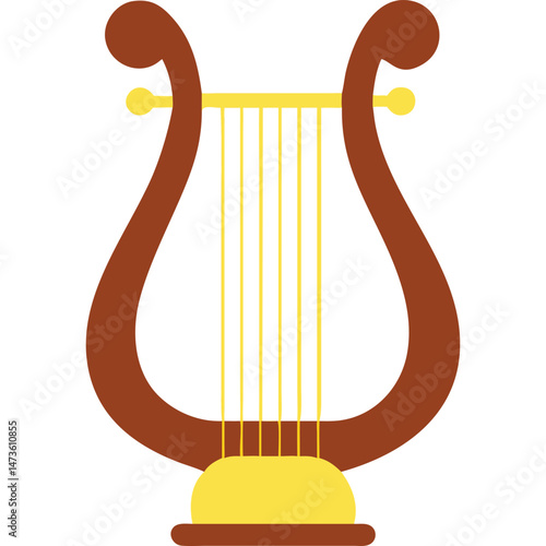 Lyre vector illustration ancient Greek stringed musical instrument