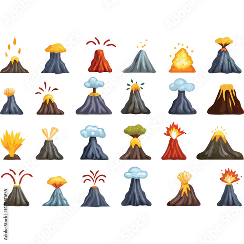 Cartoon Volcano Eruption Illustration Colorful Science Education Graphic