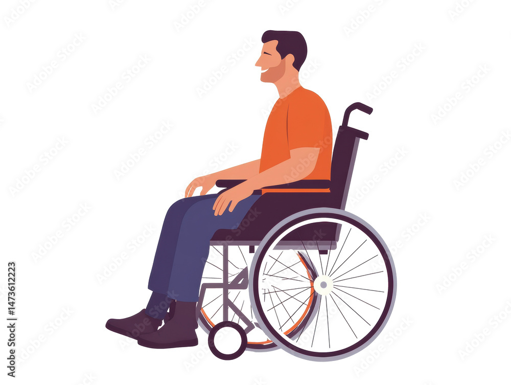 Man in wheelchair with casual attire sitting confidently, cut out Man in wheelchair with casual attire sitting confidently, cut out