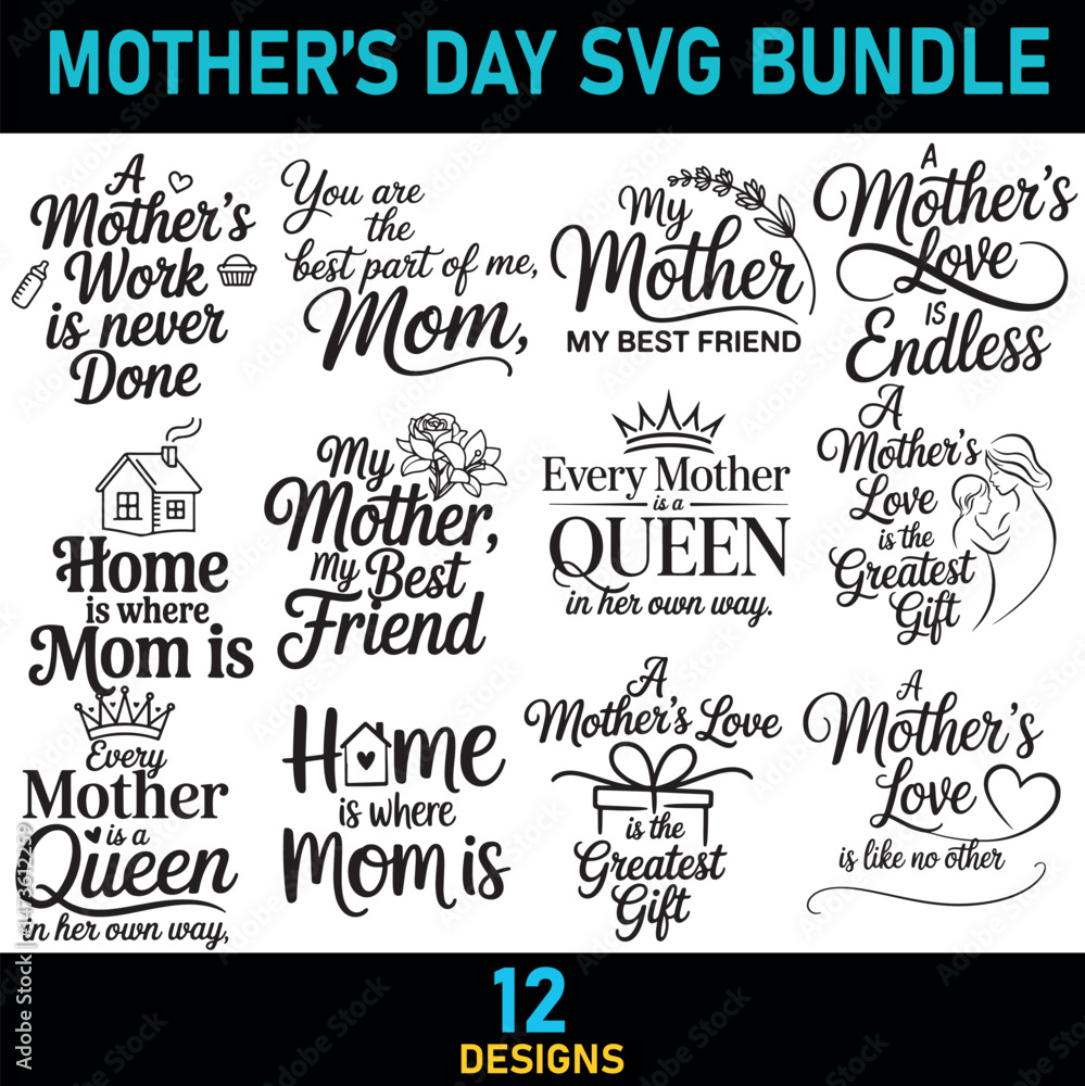 Fototapeta premium Mother's day svg bundle