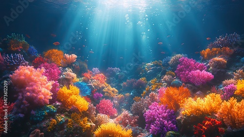 Wallpaper Mural A vibrant coral reef teeming with diverse marine life in a kaleidoscope of colors creates an underwater paradise of incredible biodiversity Torontodigital.ca