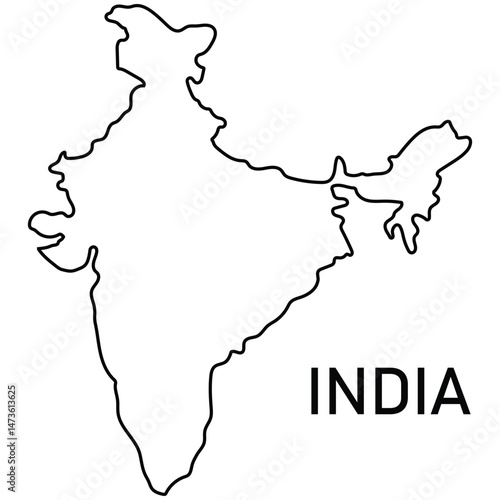 India map, India border, Map of India outline design on white background. India map vector illustration, Vector illustration.