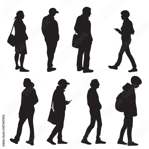 Group of different people standing vector