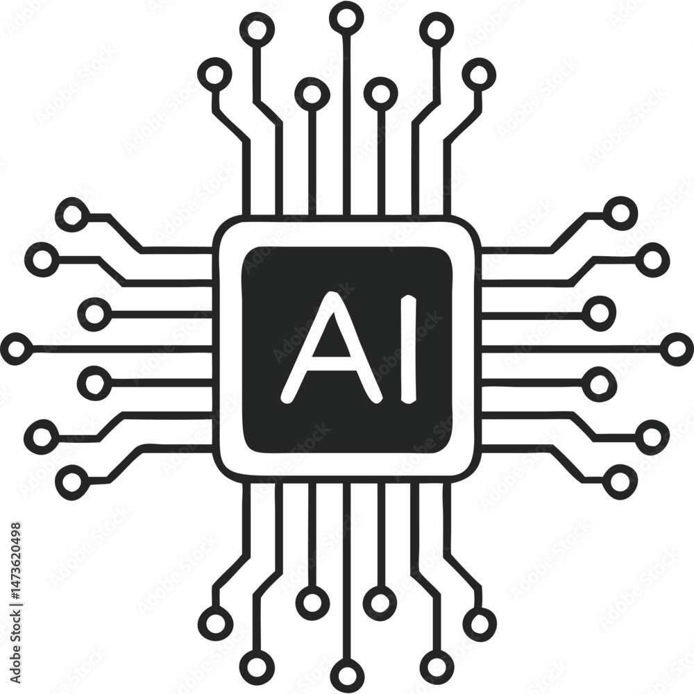 AI Microchip Vector Icon Artificial Intelligence Technology Concept AI Microchip Vector Icon Artificial Intelligence Technology Concept
