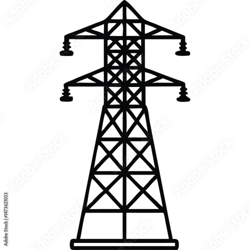 Power Line Tower Vector Illustration Electricity Energy Transmission