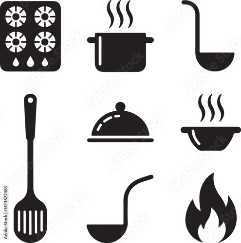 Classic Kitchen Silhouette Collection

Modern Cooking Tools Vector Set

Kitchen Essentials Icon Pack

Chef’s Utensils Silhouette Design

Cozy Home Kitchen Vector Art