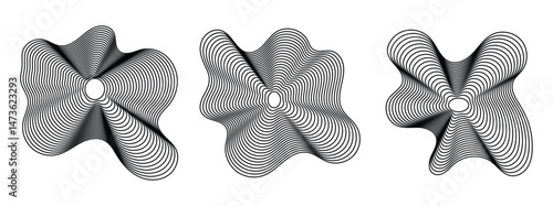 Music equalizer and sound wave. Circular sound waves, depicting audio music ,icons and logos for equalizers, radial spectrum designs, ring patterns. Vector in eps 10.