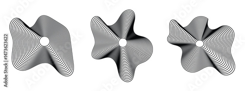Music equalizer and sound wave. Circular sound waves, depicting audio music ,icons and logos for equalizers, radial spectrum designs, ring patterns. Vector in eps 10.