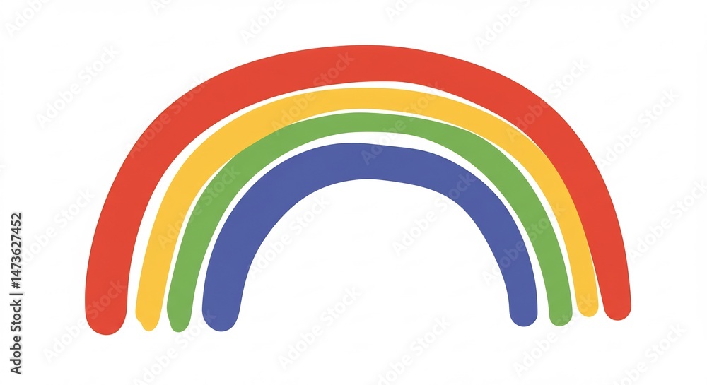 Fototapeta premium Vibrant rainbow arches playfully painted against white background. AI Generated