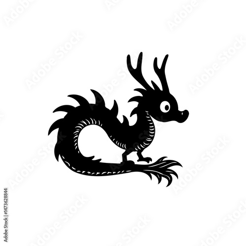 Wallpaper Mural Stylized dragon silhouette: whimsical, simple, elegant, fantasy, creature illustration Torontodigital.ca
