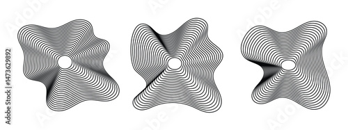Wave Organic Shape Abstract Lines. Vector Ripple Circles - Sound Wave Pattern. Music Pulse Effect in eps 10.