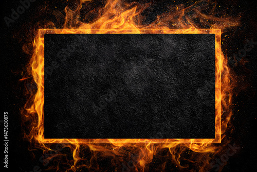 Frame with a fiery border with copy space for text or design elements