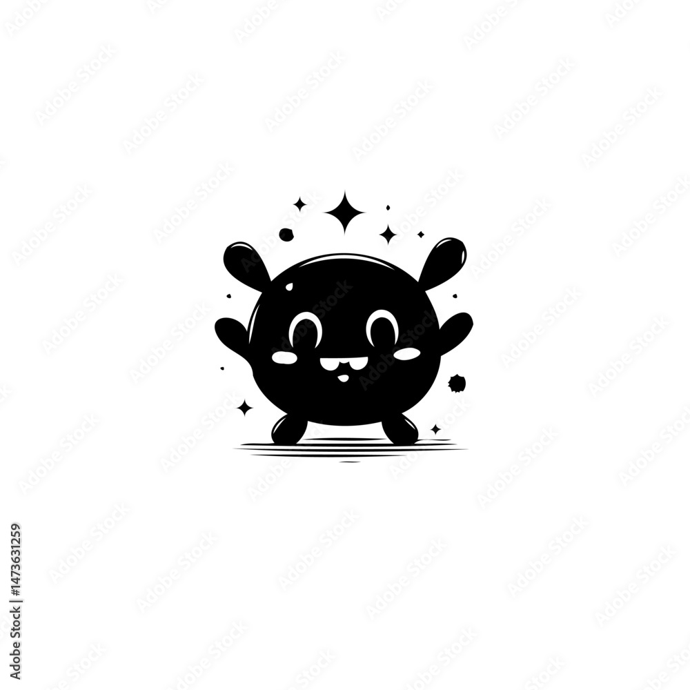 Obraz premium Whimsical cartoon character illustration with minimalist aesthetic and playful design