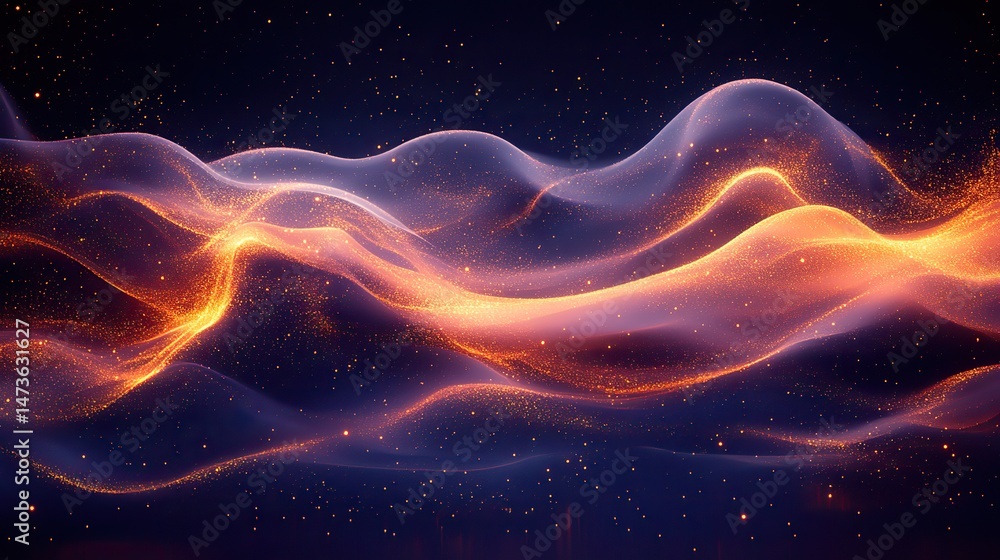 Abstract flowing lines of shimmering gold light against a deep purple background create a sense of luxury, mystery, and elegant movement across the visual space Abstract flowing lines of shimmering gold light against a deep purple background create a sense of luxury, mystery, and elegant movement across the visual space