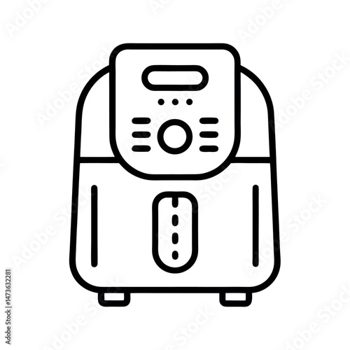 air fryer icon line art in white background