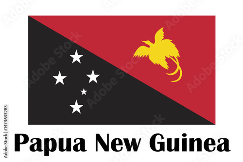 Flag of Papua New Guinea. Illustration over white background
