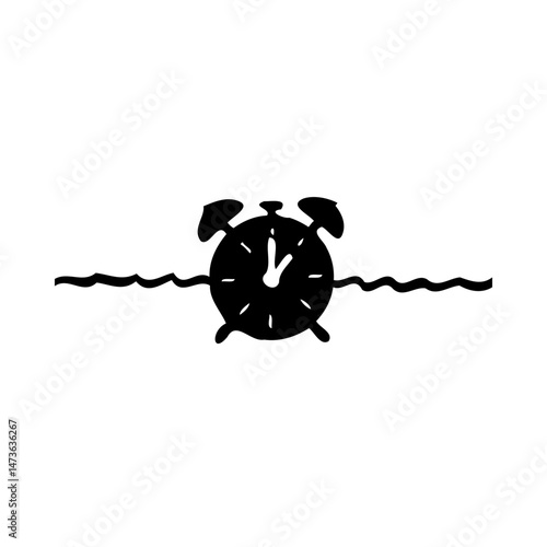 Minimalist alarm clock illustration, isolated on white background for time concept