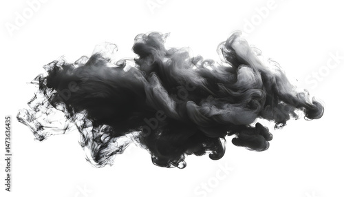 Obraz na płótnie Dark gray ink painting isolated on white, top view w salonie