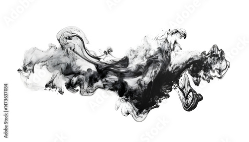 Obraz na płótnie Dark gray ink painting isolated on white, top view w salonie