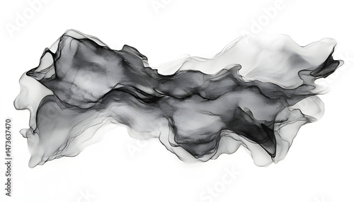 Obraz na płótnie Dark gray ink painting isolated on white, top view w salonie