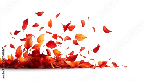 Autumn leaves in motion against a white background (7)