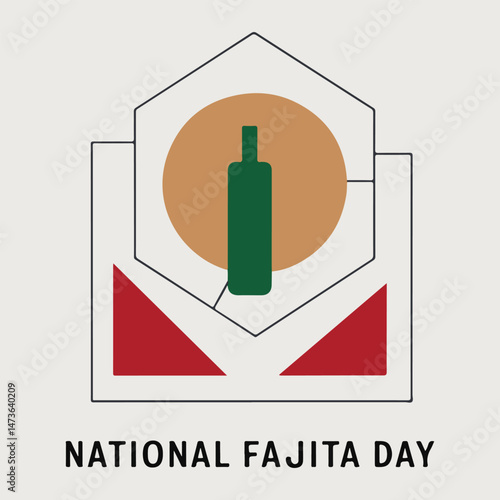 Modern Abstract Fajita Illustration for National Fajita Day with Flat, Vibrant Colors and Geometric Representations of Meat, Peppers, and Tortillas for a Unique Look