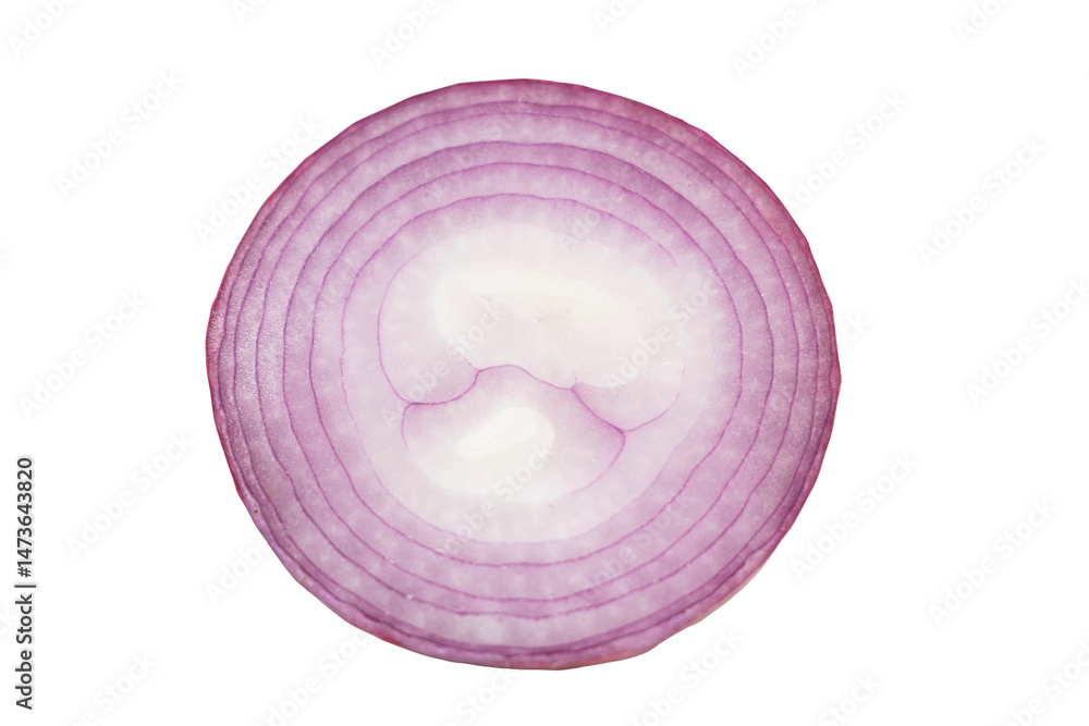 Red onion circle slice on transparent background