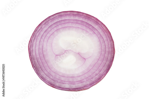 Obraz na płótnie Red onion circle slice on transparent background w salonie