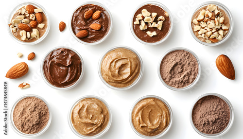 Obraz na płótnie Sample of tasty nut butter isolated on white, top view w salonie