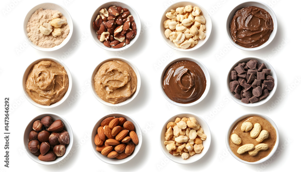 Sample of tasty nut butter isolated on white, top view