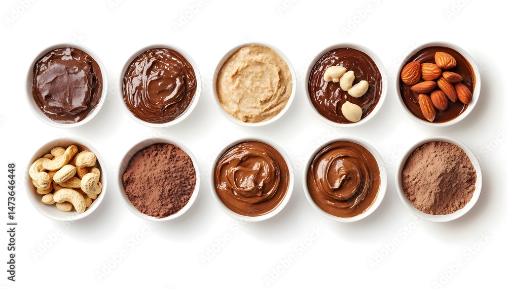 Sample of tasty nut butter isolated on white, top view
