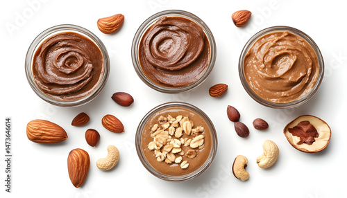 Obraz na płótnie Sample of tasty nut butter isolated on white, top view w salonie