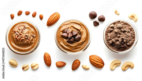 Obraz na płótnie Sample of tasty nut butter isolated on white, top view w salonie
