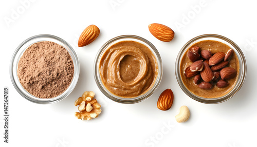 Obraz na płótnie Sample of tasty nut butter isolated on white, top view w salonie