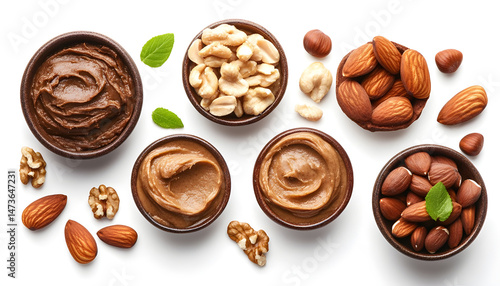 Obraz na płótnie Sample of tasty nut butter isolated on white, top view w salonie