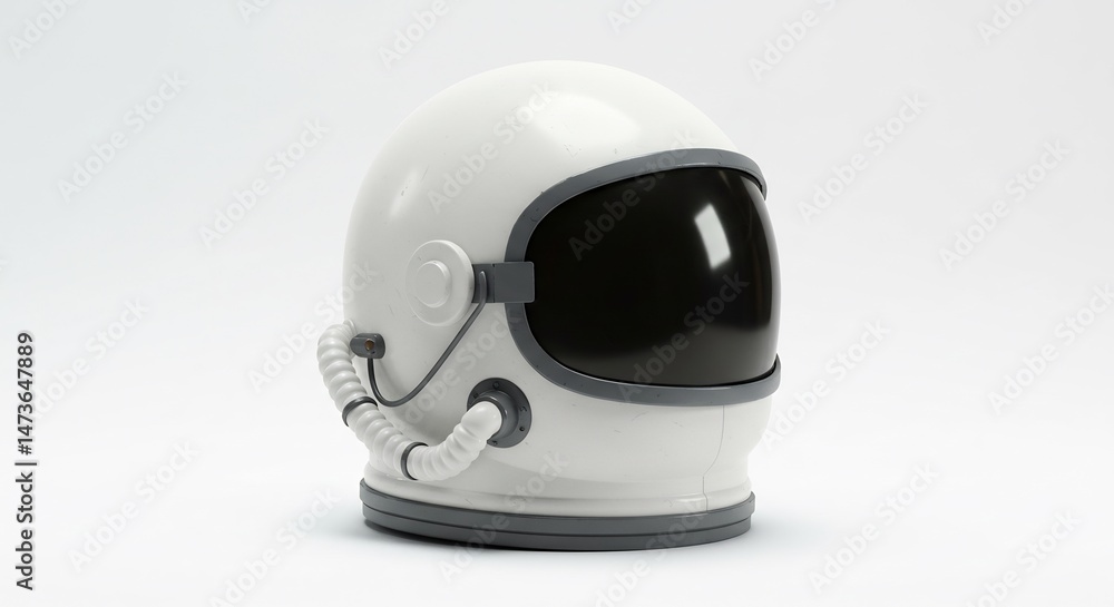 Fototapeta premium Sleek white astronaut helmet subtly lit against bright background. AI Generated