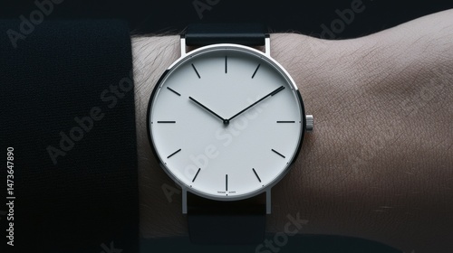 Wallpaper Mural A white watch with black hands and a black band. Torontodigital.ca