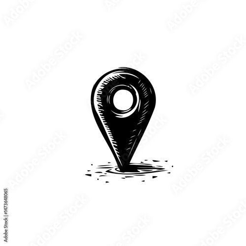 Monochrome pinpoint locator illustration, vector destination graphic element