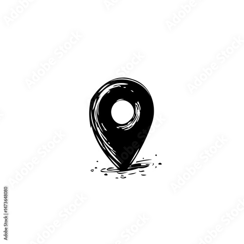 Sketchy location marker indicating position with a rough, hand-drawn feel