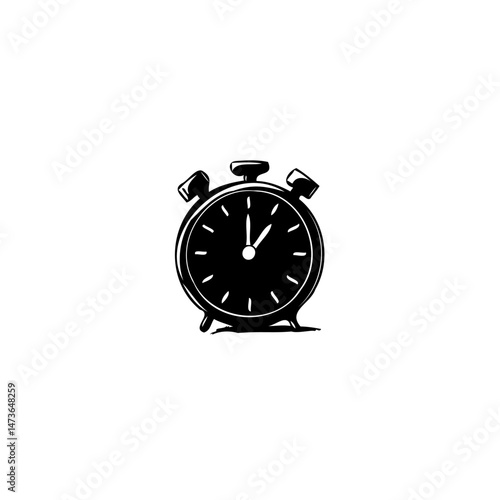 Minimalist Alarm Clock Illustration Depicting Time with Classic Twin Bells and Clear Face