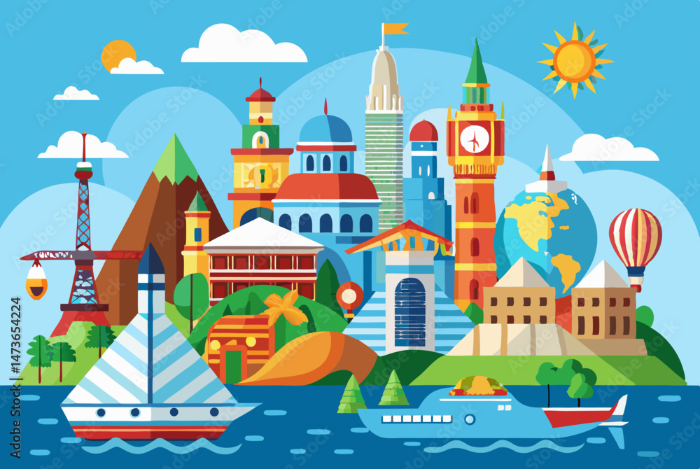 Naklejka premium vector illustration of a castle