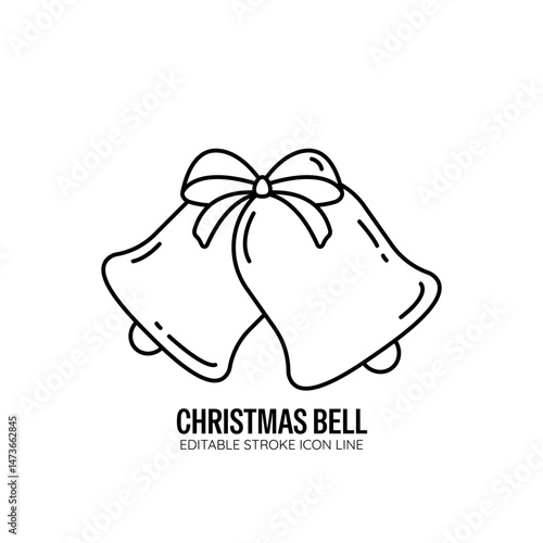 Christmas Bell Icon with White Background Flat Design Vector Illustration